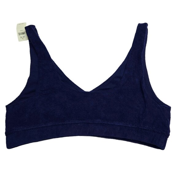 OFFLINE BY AERIE RECHARGE LEAST SUPPORT NWT $25 NAVY BLUE TERRY CLOTH BRA MEDIUM - Picture 2 of 10